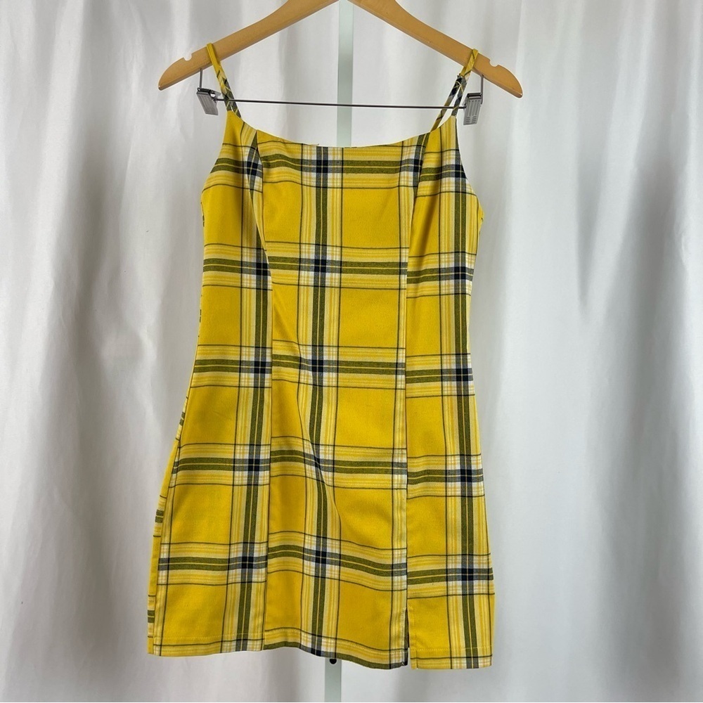Forever 21 Small Clueless Plaid Mini Dress Side Slit Scoop Neck Y2K Retro